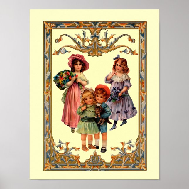 Vintage Victorian Children Art  Poster (Front)