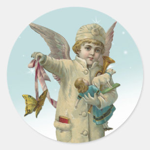 Vintage Victorian Christmas Angel Girl Stickers