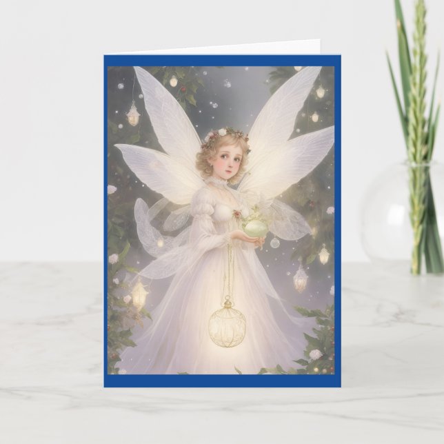 Vintage Victorian Christmas Angel Holiday Card (Front)
