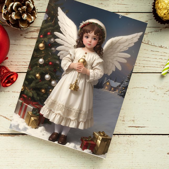 Vintage Victorian Christmas Angel Holiday Card (Creator Uploaded)