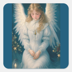 Vintage Victorian Christmas Angel Square Sticker