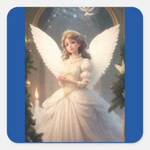 Vintage Victorian Christmas Angel Square Sticker