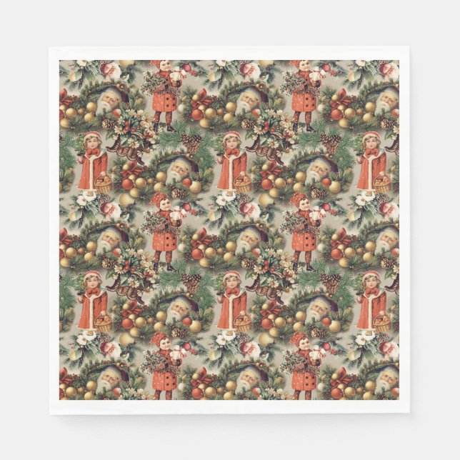 Vintage Victorian Christmas Baubles Napkin (Front)