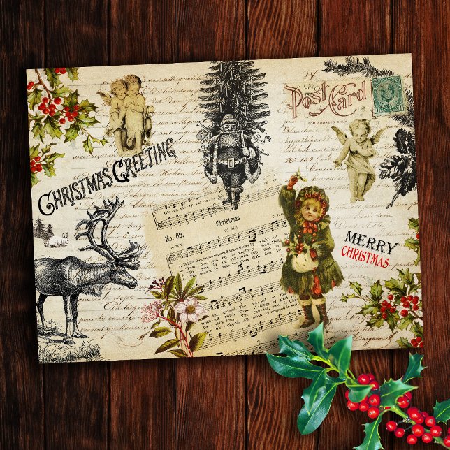 Vintage Victorian Christmas Girl Holly Message Postcard (Creator Uploaded)