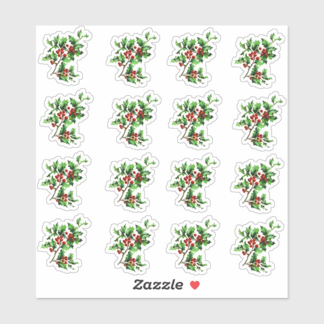 Vintage Victorian Christmas Holly Envelope Seal (Sheet)