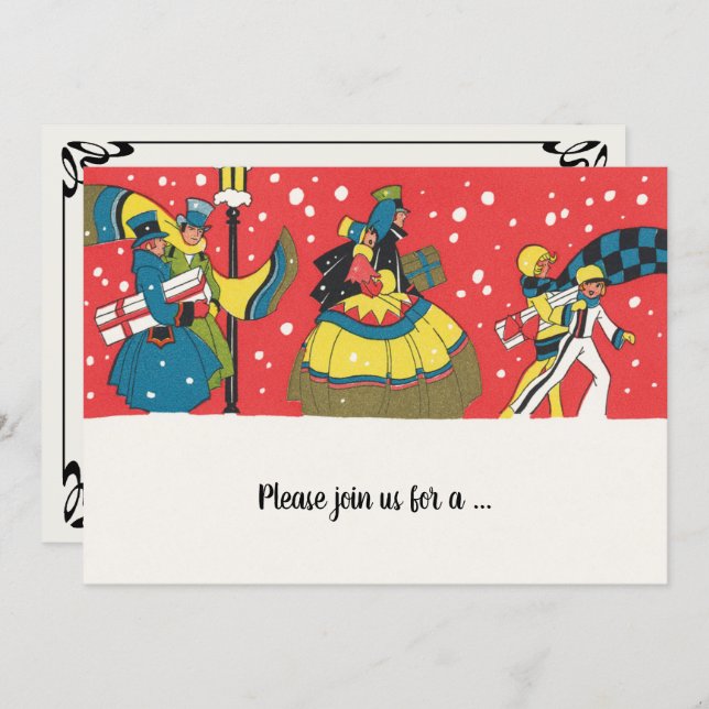 Vintage Victorian Christmas Party Invitation (Front/Back)