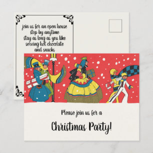 Vintage Victorian Christmas Party Invitation Postcard