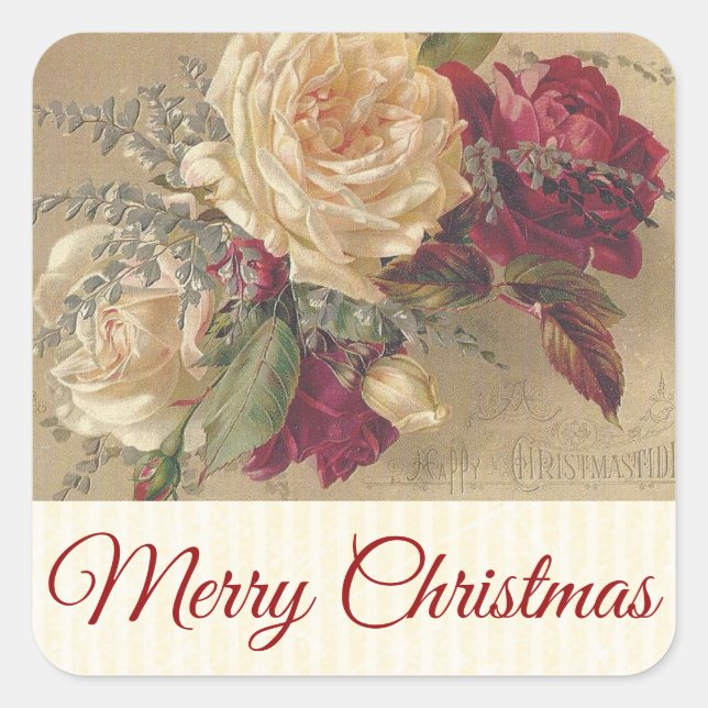 Vintage Victorian Christmas Roses Sticker (Front)
