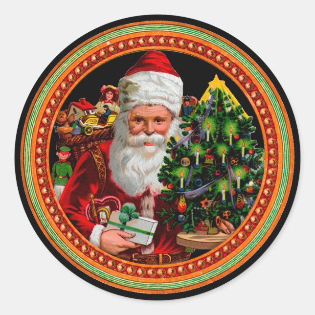 Vintage Victorian Christmas Santa Claus Sticker (Front)
