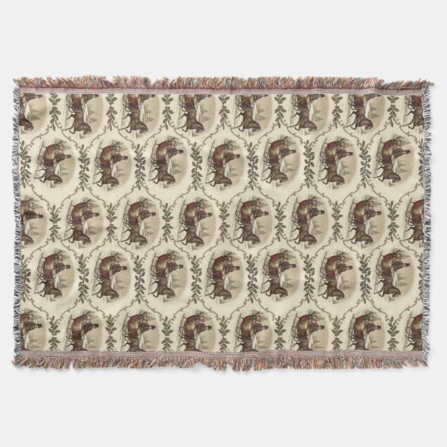 Vintage Victorian Christmas Sleigh Throw Blanket (Front)