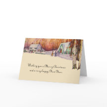 Vintage Victorian Christmas Winter Scenery