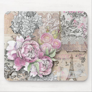Vintage,victorian,collage,rustic,shabby chic,roses mouse pad