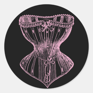 Vintage Victorian Corset Pink Classic Round Sticker