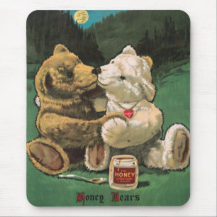 Vintage Victorian Cottagecore Honey Bears Mouse Pad