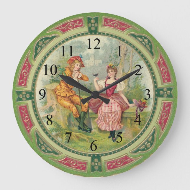 Vintage Victorian Couple Wall Clock (Front)
