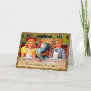 Vintage Victorian Creepy Kids Thanksgiving Card
