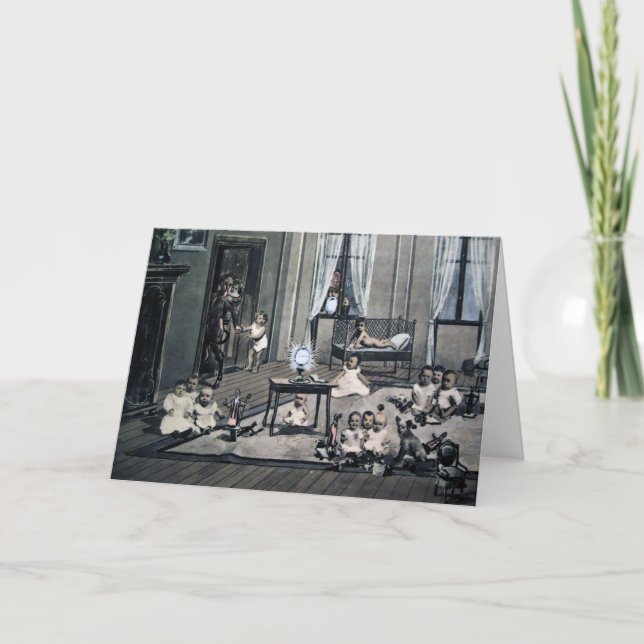 Vintage Victorian Creepy Krampus Christmas Card (Front)