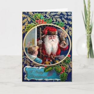 Vintage Victorian Creepy Santa Holiday Card