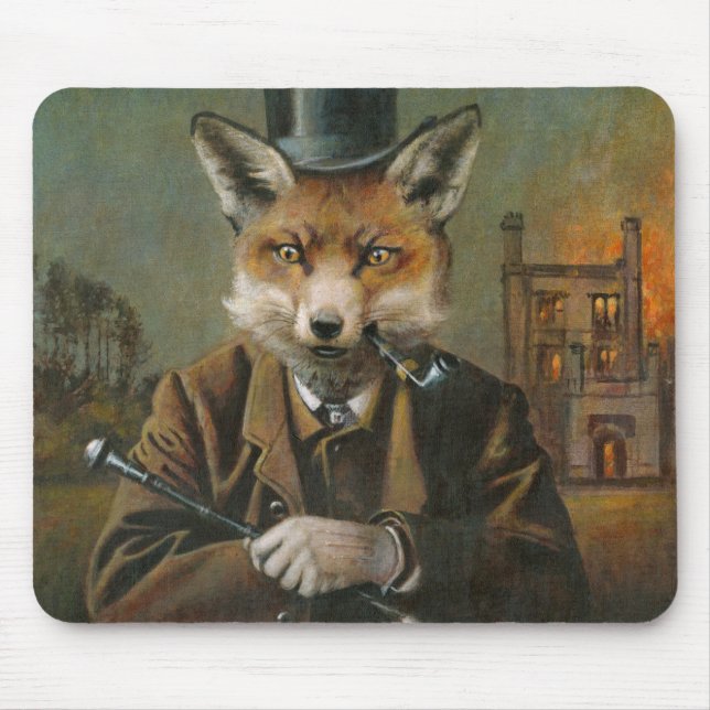 Vintage Victorian Dapper Fox Mouse mat. Pad (Front)
