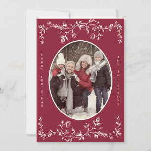 Vintage Victorian Dark Red French Photo Christmas Holiday Card