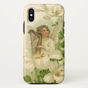 Vintage Victorian Easter, Angel Harp Lily Flowers Case-Mate iPhone Case