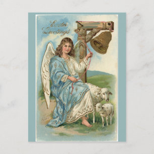 Vintage Victorian Easter Angel With Sheep Postcard