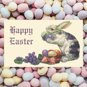 Vintage Victorian Easter Eggs, Bunny and Flowers Rectangular Sticker