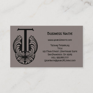 Vintage Victorian Elegant Monogram Letter T Business Card