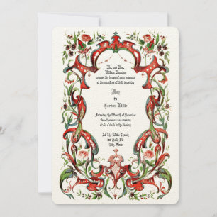 Vintage Victorian Era 1853 Ornate Floral Border Invitation
