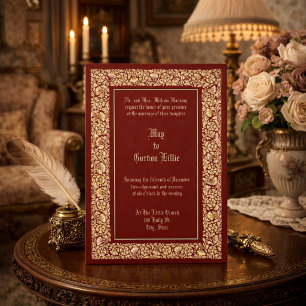 Vintage Victorian Era 1882 Colour Floral Wedding Invitation
