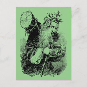 Vintage Victorian Era 1884 Old Father Christmas Holiday Postcard