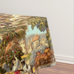 Vintage Victorian Era 1890 Pastoral Scenes Pattern Tablecloth