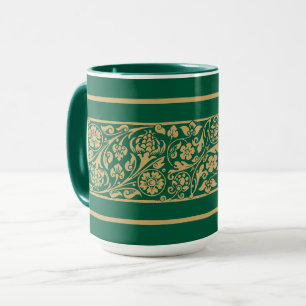 Vintage Victorian Era 1893 Floral Foliage Frieze Mug