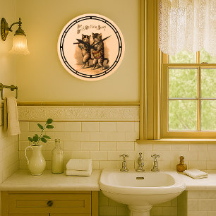 Vintage Victorian Era Cats With Drum Soap Ad Large Clock
