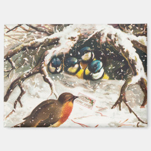 Vintage Victorian era Christmas Card, Birds Magnet