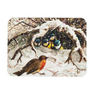 Vintage Victorian era Christmas Card, Birds Magnet