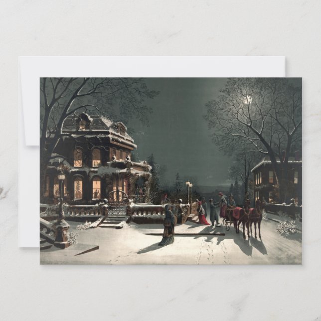 Vintage Victorian Era Christmas Eve Holiday Card (Front)