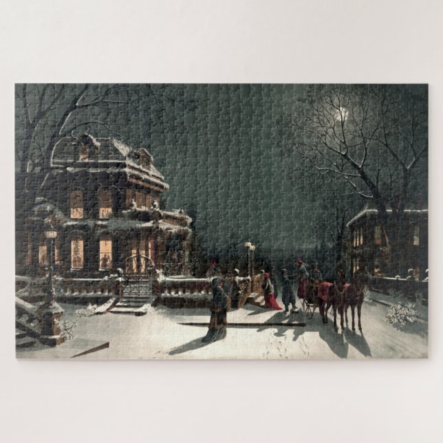Vintage Victorian Era Christmas Eve Jigsaw Puzzle (Horizontal)