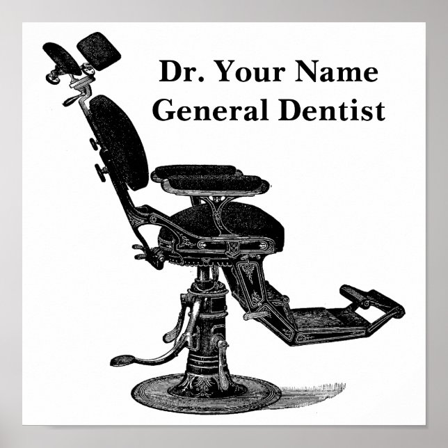 Vintage Victorian Era Dental Chair Template Poster (Front)