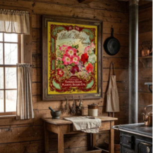 Vintage Victorian Era Floral Seed Catalogue Cover Poster