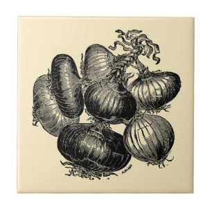 Vintage Victorian Era Fruit & Vegetable Onions Ad Ceramic Tile