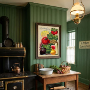 Vintage Victorian Era Fruit & Vegetables Ad Poster