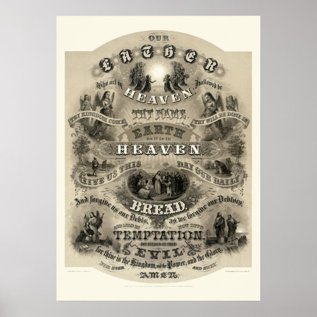 Vintage Victorian Era Lord's Prayer Poster (Front)