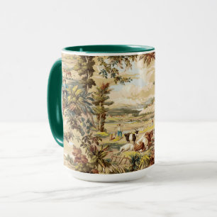 Vintage Victorian Era Pastoral Farm Scene Pattern Mug