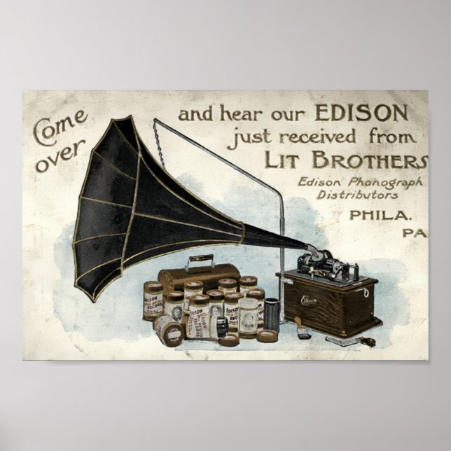 Vintage Victorian Era Phonograph Ad Poster (Front)