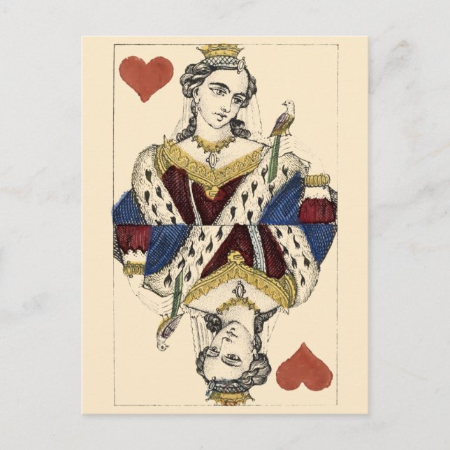 Vintage Victorian Era Queen Of Hearts Postcard (Front)
