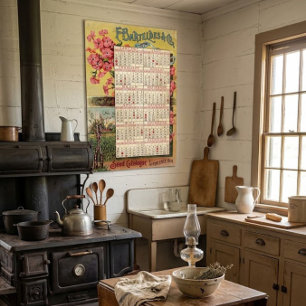 Vintage Victorian Era Seed Catalogue Calendar Poster