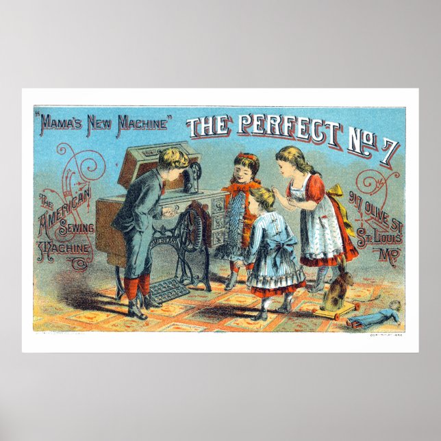 Vintage Victorian Era Sewing Machine Ad Poster (Front)