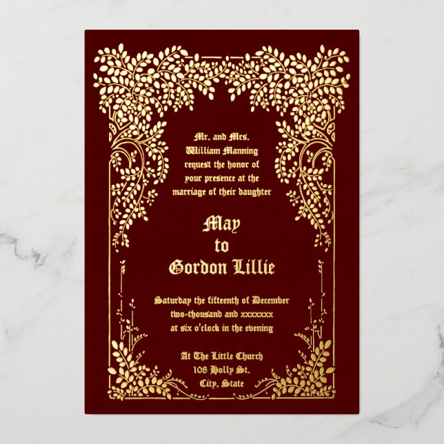 Vintage Victorian Era Tree Foliage Wedding (Front)