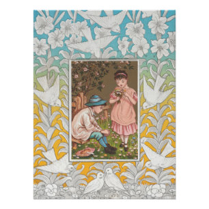 Vintage VIctorian Era Valentine's Day Card, 1876 Poster